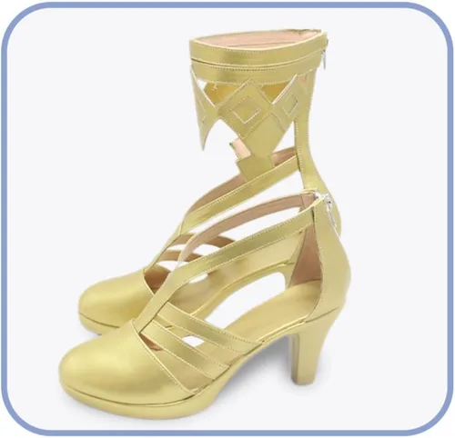 Vista 2 de Juego de anime Genshin Impact Layla - Zapatos de cosplay para Halloween, tacón alto, para mujer, anime, cosplay, juego de rol
