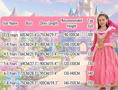 Vista 6 de Disfraz de princesa para niñas pequeñas, disfraz de princesa rosa, cumpleaños, Halloween, Navidad, cosplay, fiestas