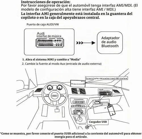 Vista 7 de Receptor de audio con adaptador Bluetooth 5.0 para Audi