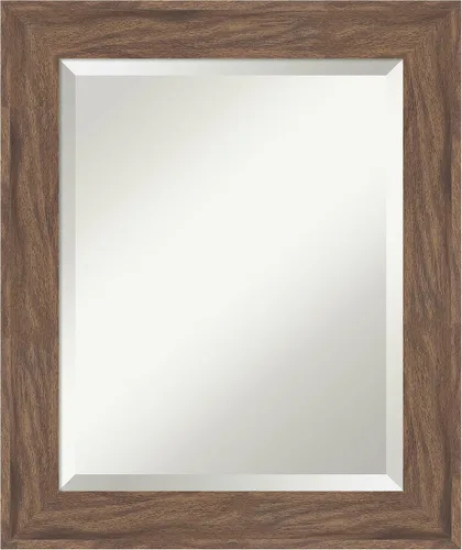 Vista 91 de Amanti Art Espejo de baño marrón para sobre lavabo, espejo rectangular de 24x20 Caleb Brown para tocador, marco rústico pequeño de estilo campestre