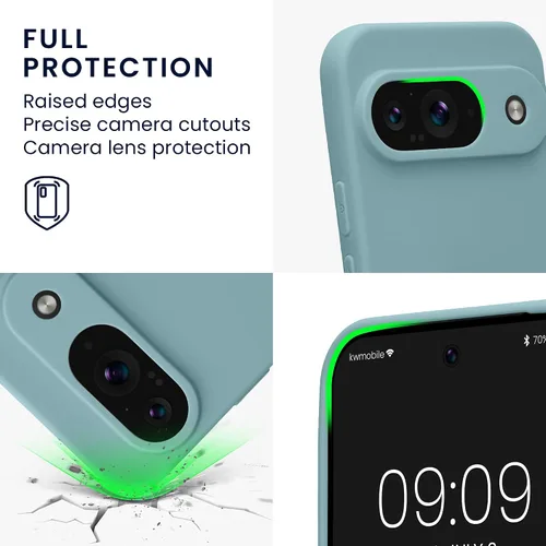 Vista 3 de kwmobile Funda compatible con Google Pixel 9 - Funda protectora delgada de TPU para teléfono - Acabado mate suave - Piedra antigua