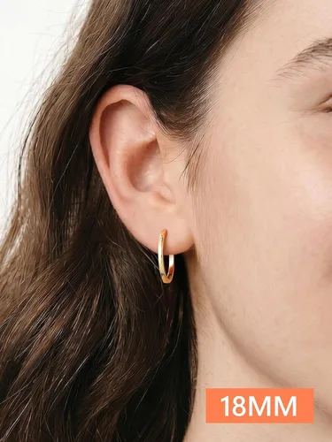 Vista 2 de Aretes de aro chapados en oro de 14 quilates para mujer, aretes de Dorado