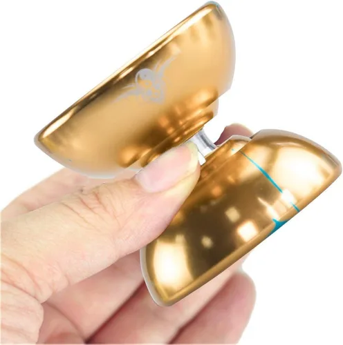Vista 3 de Yoyo profesional Yoyo N11 dorado azul, aleación de metal Yoyo para niños/jugador avanzado+guante Yo Yo + bolsa Yoyo + cuerdas Yoyo, paquete