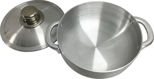 Vista 2 de Wee's Beyond Horno holandés Caldero de calibre pesado con tapa de aluminio, 3.7 cuartos de galón, color plateado