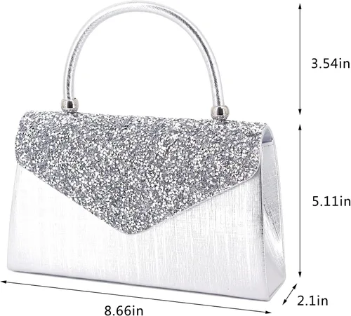 Vista 2 de Naimo Bolso de mano de cristal brillante con asa superior, bolso de hombro cruzado para boda, fiesta, novia