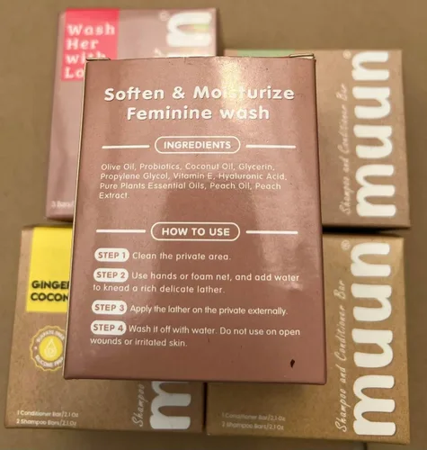 Vista 6 de Muun Barra de Jabón Yoni de Durazno - Paquete de 3 Equilibrio de pH de Durazno Probióticos e Ingredientes Naturales - Fórmula de Limpieza Suave