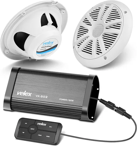 Vista 5 de velex Paquete de altavoces con amplificador Bluetooth marino..