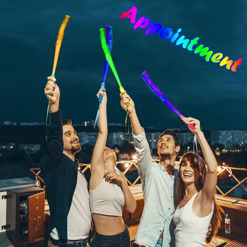 Vista 6 de BouQuw Glow Sticks Mardi Gras, suministros de fiesta que brillan en la oscuridad, 3 modelos de palos intermitentes, varitas de fibra óptica, palos