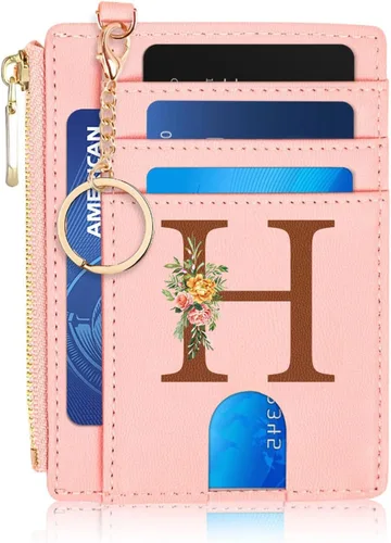Vista 17 de Tarjetero para mujer minimalista y delgado con bolsillo frontal, bloqueo RFID, cartera compacta con ventana para identificación y bolsillo