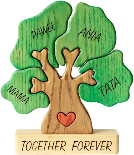 Vista 10 de Figura familiar de animales de madera personalizada con 1-8 nombres, bloques de nombres personalizados de animales para abrazar, regalos de recuerdo