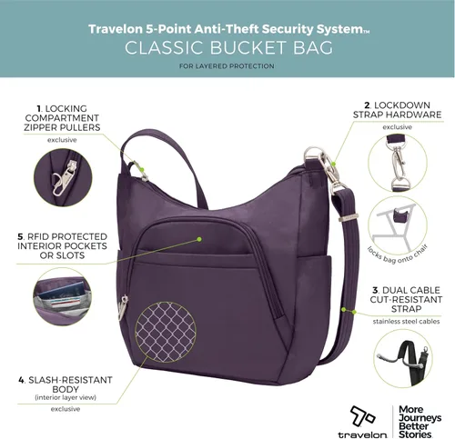 Vista 74 de Travelon Bolso bandolera clásico antirrobo