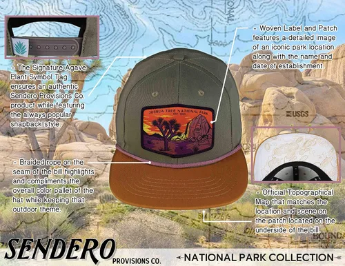 Vista 2 de Sendero Provisions Co. Colección Snapback de sombrero de cuerda trenzada National Park