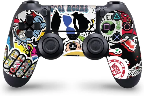 Vista 4 de Pegatinas de vinilo para consola PS4 + juego de 2 fundas de controlador