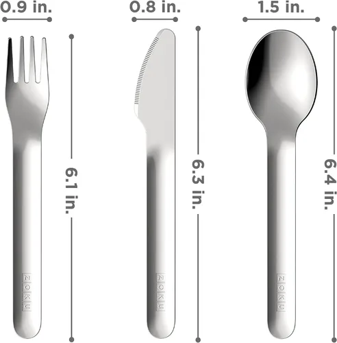 Vista 6 de ZOKU Coca-Cola - Juego de utensilios de bolsillo, tenedor, cuchillo y cuchara de acero inoxidable en estuche higiénico, diseño portátil para viajes