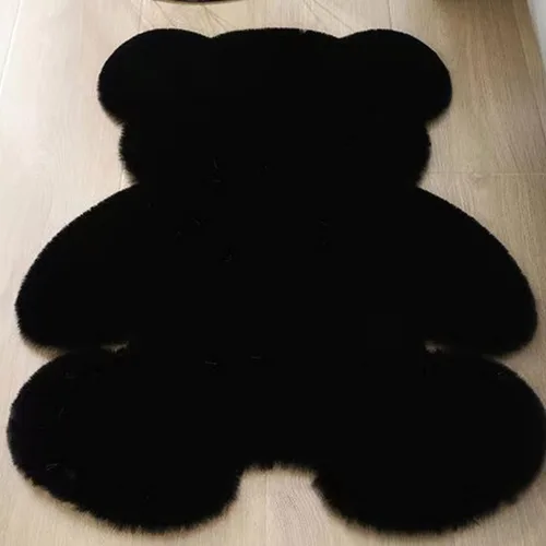 Vista 5 de Alfombra en forma de oso, de 17.7 x 23.6 in, suave y lanuda para dormitorio de los niños, bonita alfombra de piel sintética suave y esponjosa
