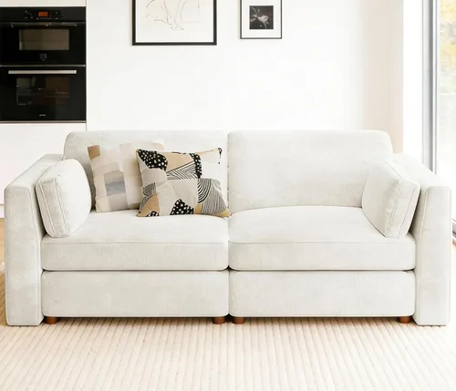 Vista 3 de CUGOAO Sofá biplaza extragrande de 83.5 pulgadas, sofás para sala de estar, sofá nube de felpilla de asiento profundo, sofá modular seccional, funda