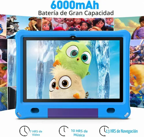 Vista 5 de Tablet infantil de 10 pulgadas con funda, tableta Android 15 de 10 pulgadas para edades de 3 a 12 años, 6 GB de RAM 64 GB de ROM, control parental