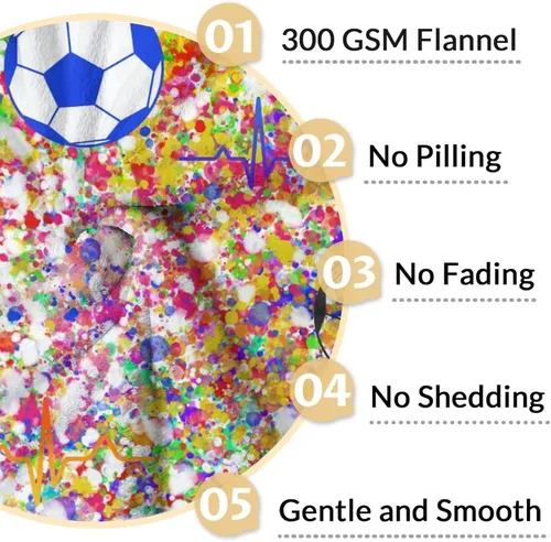Vista 4 de Manta de fútbol para regalar – Manta deportiva de 30 x 40 pulgadas para adultos y niños, mantas coloridas de felpa suave para sofá, oficina