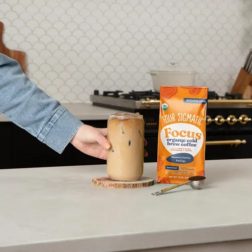 Vista 4 de Four Sigmatic Café Molido Orgánico para Preparación en Frío Tostado Oscuro, Molido Grueso con Melena de León y Chaga Café de Hongos