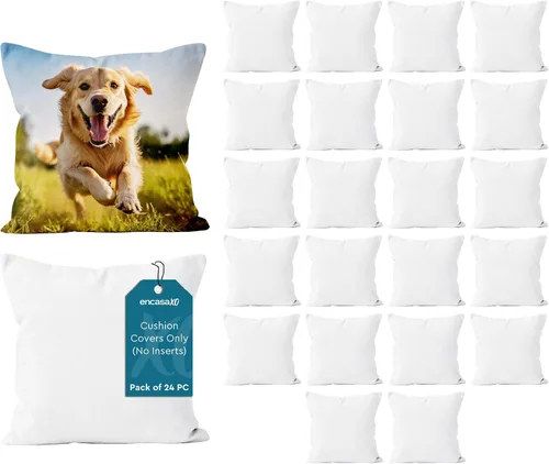 Vista 10 de Encasa XO Fundas de almohada de 16 x 16 pulgadas – Sublimación en blanco natural (paquete de 4) paquete con cremallera invisible – Fundas de cojín