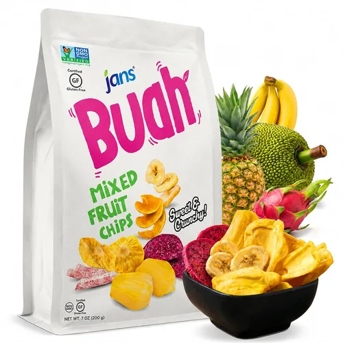 Vista 11 de Chicles de Jaca 7 Oz Jans Buah - Chips de Jaca Secas, Snack de Fruta Sin Gluten, Experiencia Auténtica de Fruta, Fruto de Jaca Seco, Deshidratado