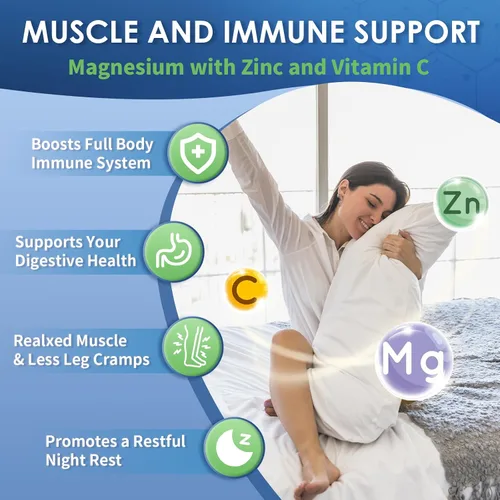 Vista 4 de NATURE TARGET Glicinato de Magnesio 500mg, Magnesio Quelado con Zinc y Vitamina D3 para Músculos, Nervios y Huesos, Apoya la Salud del Corazón