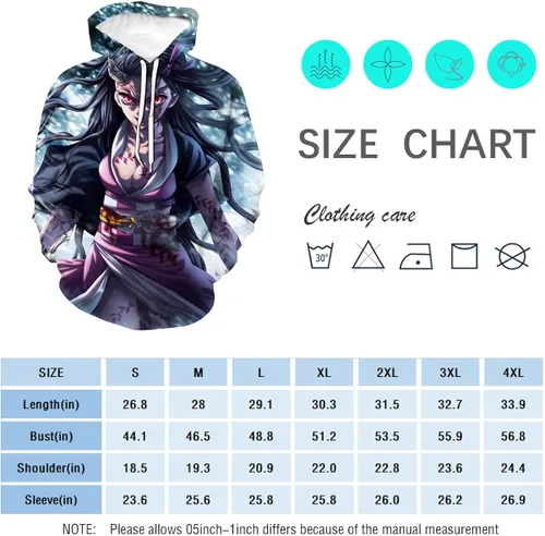 Vista 4 de RASBCTK Demon Nezuko Kamado Slayer - Sudadera con capucha para niña, sudadera con capucha 3D, disfraces de anime para cosplay