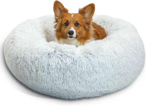 Vista 57 de Best Friends by Sheri - The Original Calming Donut - Cama calmante en forma de dona para perros y gatos - Pelo largo, azul bebé, M, 30 x 30 pulgadas