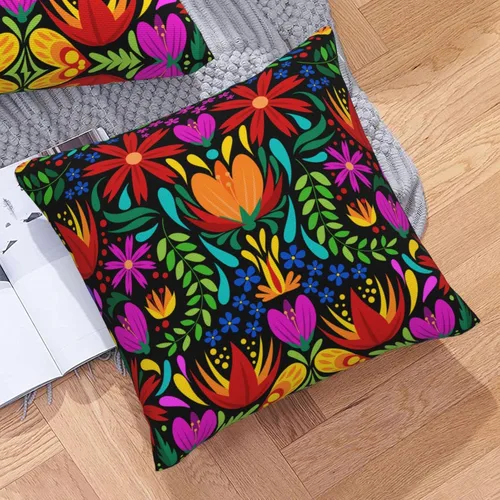 Vista 7 de Paquete de 2 fundas de almohada mexicanas de 18 x 18 pulgadas para almohadas de sofá, decoración del Día de los Muertos Día de los Muertos Cinco