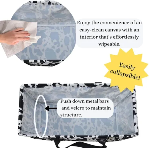 Vista 24 de NGIL Bolsa de comestibles reutilizable extra grande plegable de gran tamaño para comestibles, almacenamiento, picnic, playa, Estampado