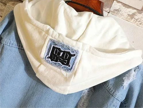 Vista 2 de Ting room Anime Denim Jacket Streetwear Hip Hop Mens Hooded Jean Jackets Casual Outerwear Cosplay Costumes