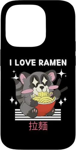 Vista 17 de iPhone 16 I Love Ramen Cute Kawaii Raccoon Eats Ramen Japanese Anime Case