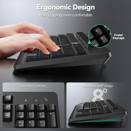 Vista 11 de TECKNET Combo de teclado y mouse inalámbricos para computadora portátil
