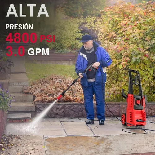 Vista 3 de Lavadora a Presión Eléctrica PowerSmart, Máxima de 4800 PSI, 3.0 GPM, Ruedas de 5 Pulgadas, Longitud Máxima del Cable/Manguera de 18M, Lavadora