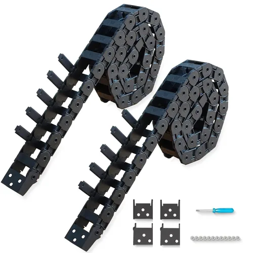 Vista 10 de 2 cables de cadena de arrastre de 39.4 pulgadas, cadena de cable R15 para fresadora CNC e impresora 3D, 2 pares adicionales de conectores finales, 1