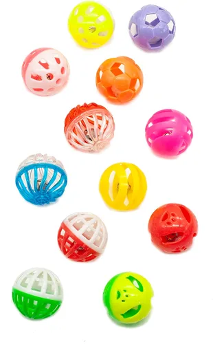 Vista 4 de Fashion's Talk Paquete de Valor de 12 Piezas Juguetes de Pelotas de Plástico para Gatos Pelotas de Celosía con Cascabel Sonajero Juguete de Gatito