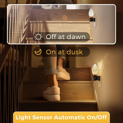 Vista 5 de L LOHAS LED - Luz nocturna LED, luces nocturnas LED enchufables en la pared, luz nocturna regulable con sensor de luz automático, 3000K blanco