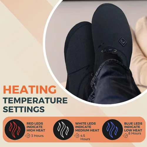 Vista 3 de Pantuflas térmicas para hombres y mujeres: desgaste recargable para pies con 3 ajustes de temperatura que mantiene los pies calientes hasta 11 horas
