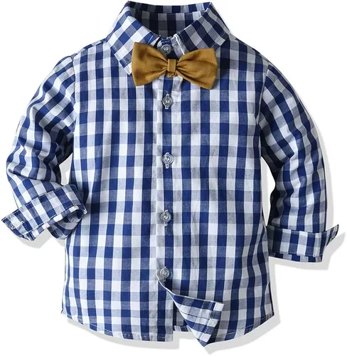 Vista 2 de Moyikiss Studio Conjunto de traje con tirantes y corbatín, para niño y bebé