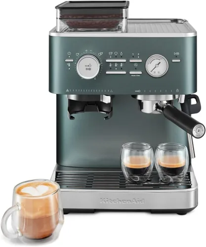 Vista 9 de KitchenAid Máquina de café expreso semiautomática, molinillo de rebabas, 2.5L, hierro fundido negro
