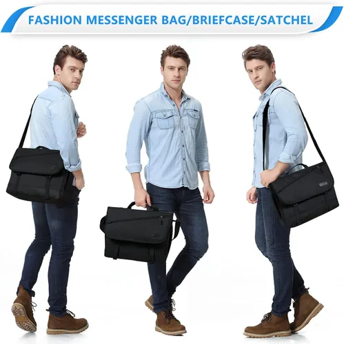 Vista 2 de VASCHY Bolsa de mensajero para hombre, bolso cruzado de moda para laptop, bolsa lateral para hombres y mujeres para el trabajo, negocios