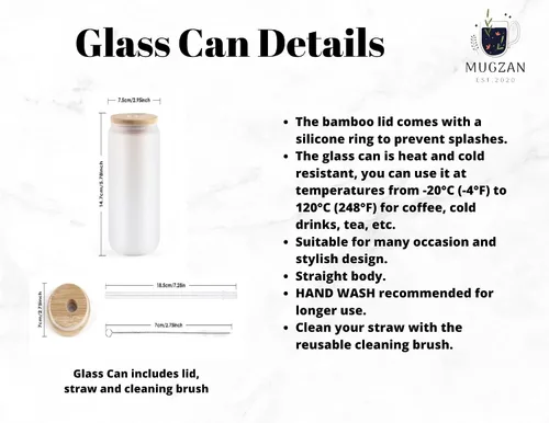 Vista 3 de Fall Nature Pattern Frosted Glass Can with Bamboo Lid & Straw 16 Oz Autumn Floral Glass Cup, Sublimated Gift Mugzan