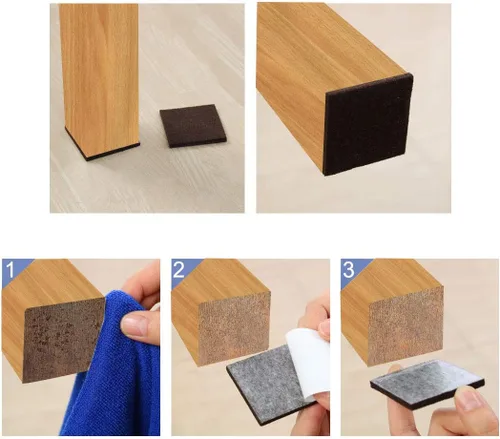Vista 7 de uxcell 12 almohadillas para muebles cuadradas de 1 1/2 pulgadas, autoadhesivas, antideslizantes, antiarañazos, almohadillas de fieltro, protector