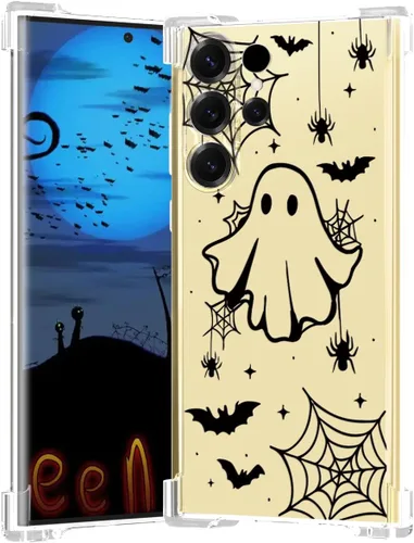 Vista 15 de Funda de Halloween para Google Pixel 6A transparente con diseños de murciélagos fantasmas, funda para teléfono para niñas, elegante, delgada, a