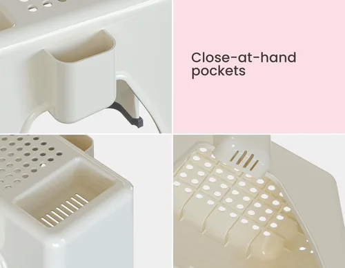 Vista 4 de Skywin Reposapiés de pedicura, reposapiés antideslizante para pedicura, bolsillos laterales y traseros para artículos esenciales de pedicura, 9 x 7