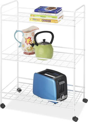 Vista 13 de Carrito con ruedas con 3 estantes para almacenar utensilios para hacer la colada, de Whitmor