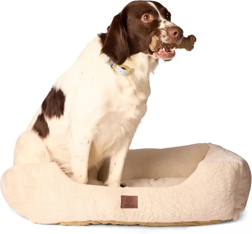 Vista 10 de American Kennel Club Cuddler - Cama para mascotas con entrada de perfil bajo, cama de felpa para perros de 25 pulgadas para razas pequeñas, cama