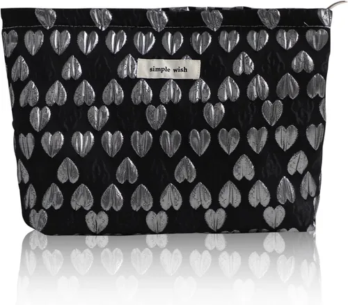 Vista 23 de Wudygirl Bolsa de maquillaje de lona para mujer, organizador estético de maquillaje, bolsa de maquillaje de viaje, bolsa de aseo para bolso, bolsa