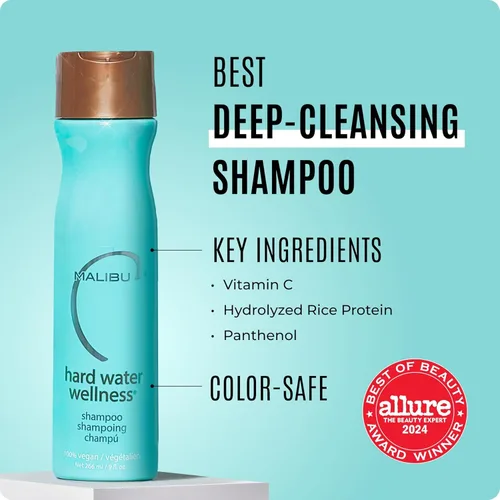 Vista 4 de Malibu C Hard Water Wellness Remediy - Paquetes de champú de agua dura, acondicionador y mascarilla capilar para eliminar depósitos e impurezas, set