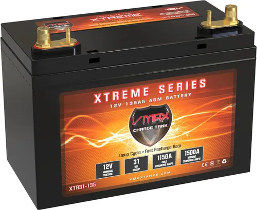 Vista 3 de (2) XTR31-135 Baterías de motor de arrastre de 24 voltios, 135 amperios horas, VMAX Group 31 12V AGM, ciclo profundo, sin mantenimiento, sellado